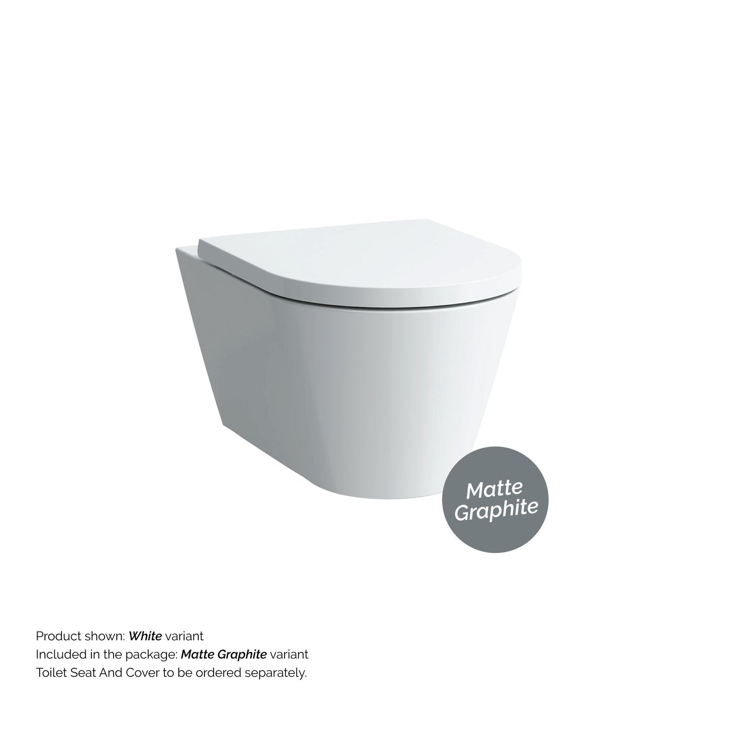 Laufen Kartell 15" x 14" Matte Graphite Dual-Flush Washdown Rimless Wall-Mounted Toilet