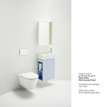 Laufen Kartell 15" x 14" Matte White Dual-Flush Washdown Rimless Wall-Mounted Toilet