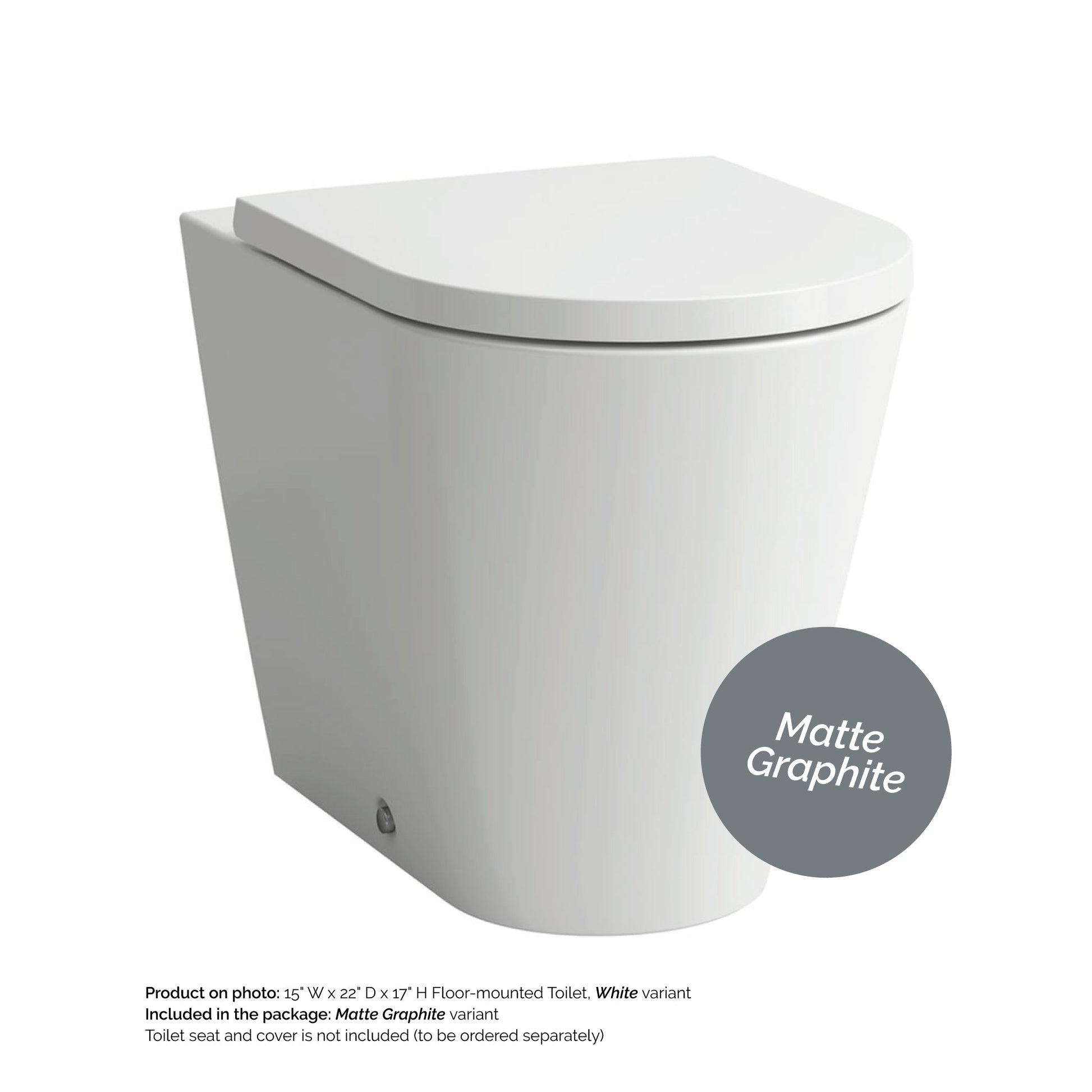 Laufen Kartell 15" x 17" Matte Graphite Dual-Flush Washdown Floor-Mounted Toilet
