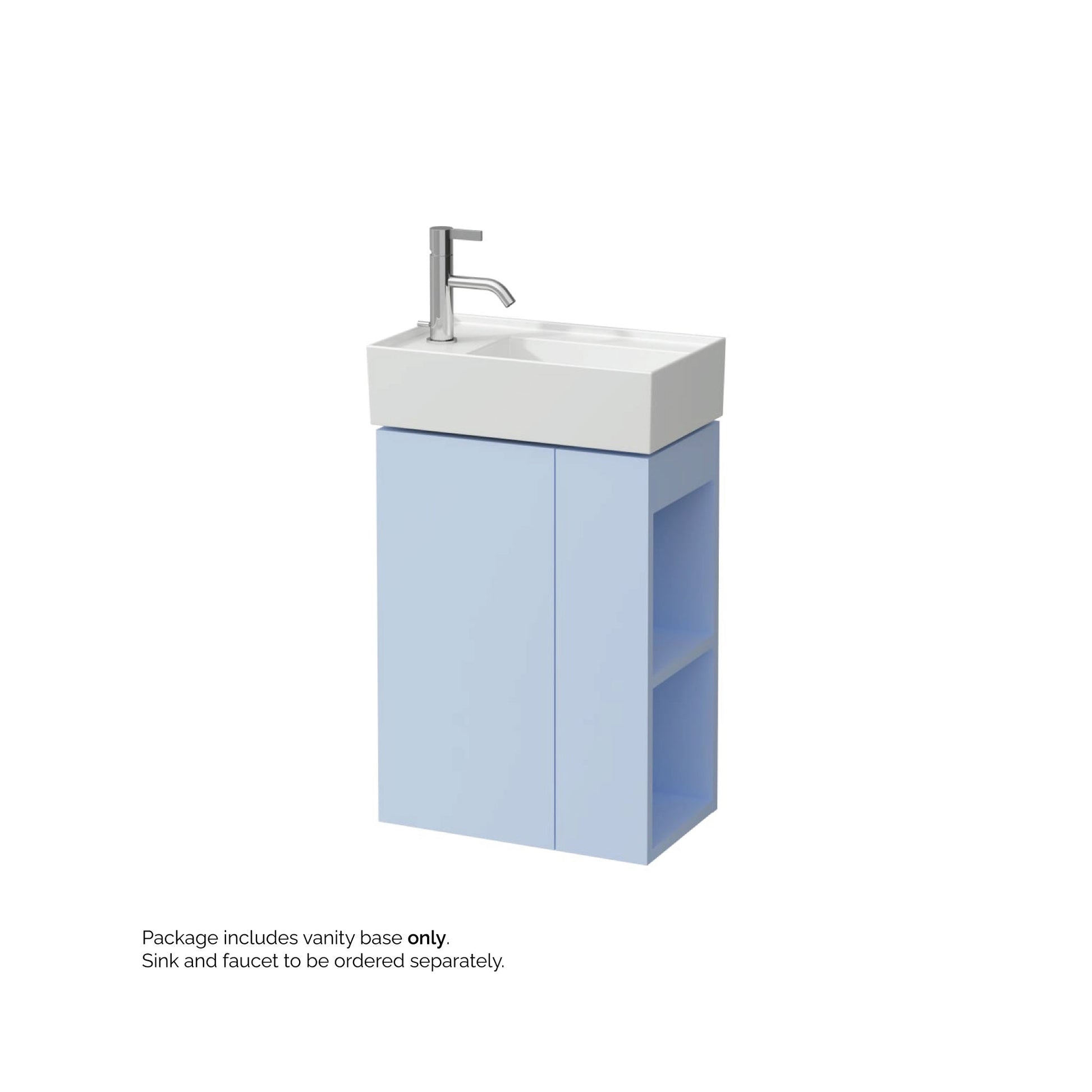 Laufen Kartell 17" 1-Door Left-Hinged Gray Blue Wall-Mounted Vanity With 2-Tier Open Shelves