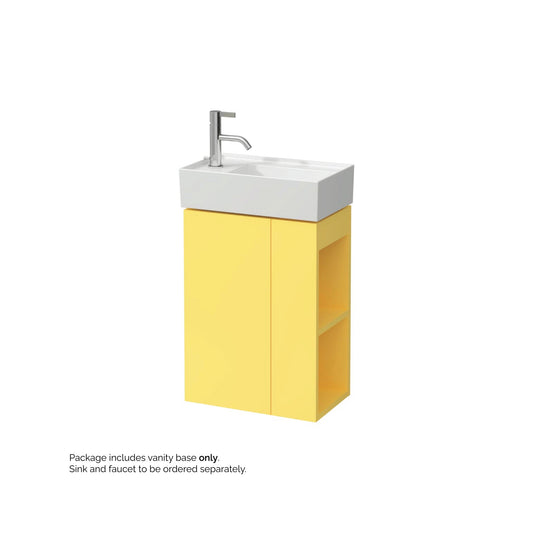 Laufen Kartell 17" 1-Door Left-Hinged Mustard Yellow Wall-Mounted Vanity With 2-Tier Open Shelves