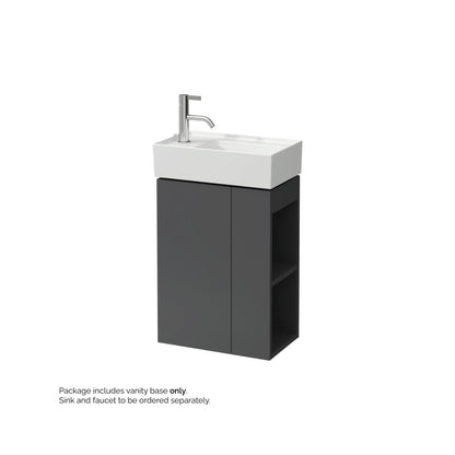 Laufen Kartell 17" 1-Door Left-Hinged Slate Gray Wall-Mounted Vanity With 2-Tier Open Shelves