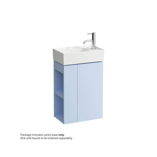 Laufen Kartell 17" 1-Door Right-Hinged Gray Blue Wall-Mounted Vanity With 2-Tier Open Shelves