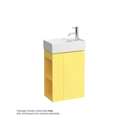 Laufen Kartell 17" 1-Door Right-Hinged Mustard Yellow Wall-Mounted Vanity With 2-Tier Open Shelves