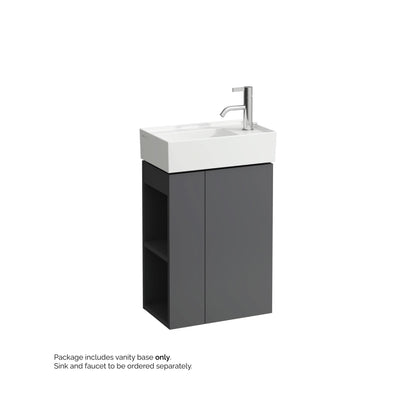 Laufen Kartell 17" 1-Door Right-Hinged Slate Gray Wall-Mounted Vanity With 2-Tier Open Shelves