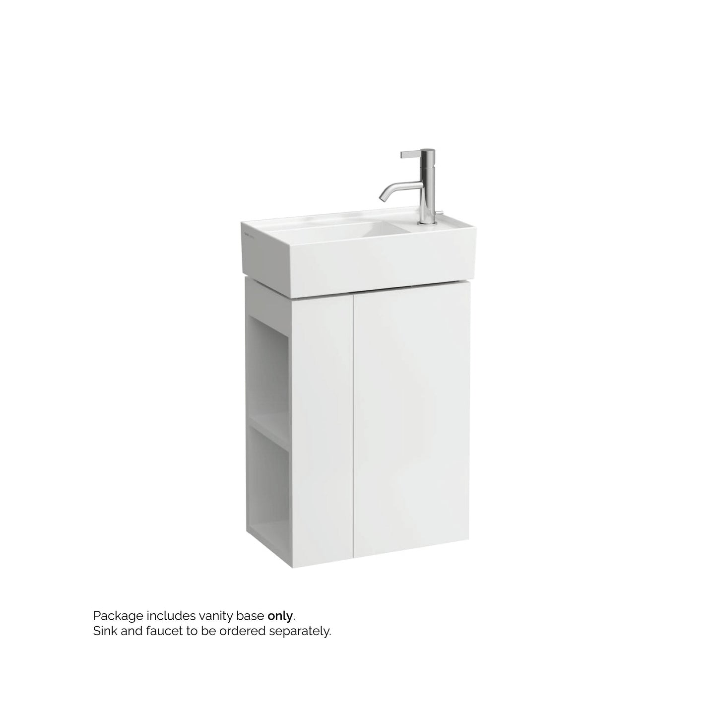 Laufen Kartell 17" 1-Door Right-Hinged White Wall-Mounted Vanity With 2-Tier Open Shelves