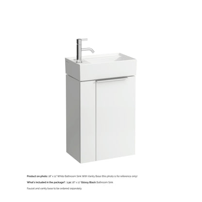 Laufen Kartell 18" x 11" Glossy Black Wall-Mounted Tap Bank-Left Bathroom Sink With Faucet Hole