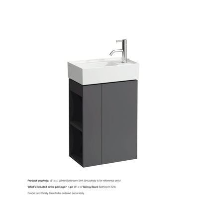 Laufen Kartell 18" x 11" Glossy Black Wall-Mounted Tap Bank-Right Bathroom Sink With Faucet Hole