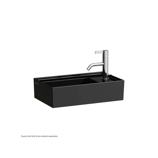 Laufen Kartell 18" x 11" Glossy Black Wall-Mounted Tap Bank-Right Bathroom Sink With Faucet Hole