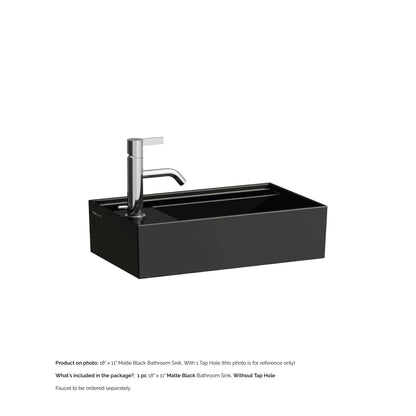 Laufen Kartell 18" x 11" Matte Black Wall-Mounted Tap Bank-Left Bathroom Sink Without Faucet Hole
