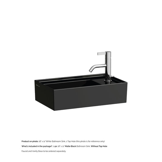 Laufen Kartell 18" x 11" Matte Black Wall-Mounted Tap Bank-Right Bathroom Sink Without Faucet Hole