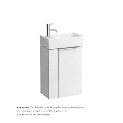 Laufen Kartell 18" x 11" Matte Gray Wall-Mounted Tap Bank-Left Bathroom Sink With Faucet Hole