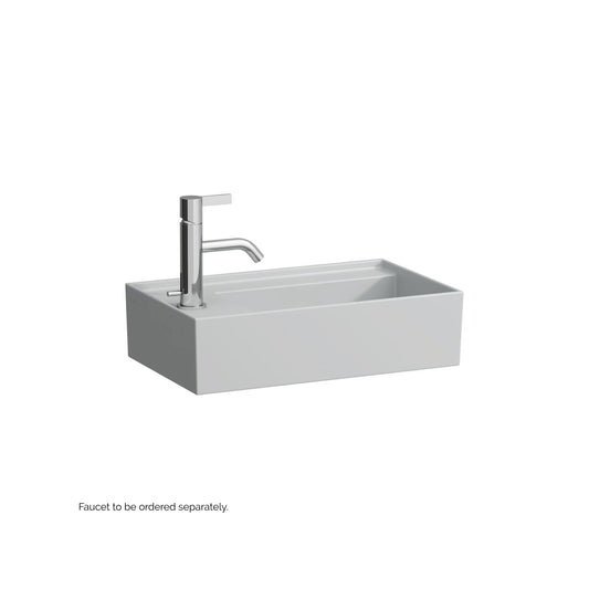Laufen Kartell 18" x 11" Matte Gray Wall-Mounted Tap Bank-Left Bathroom Sink With Faucet Hole