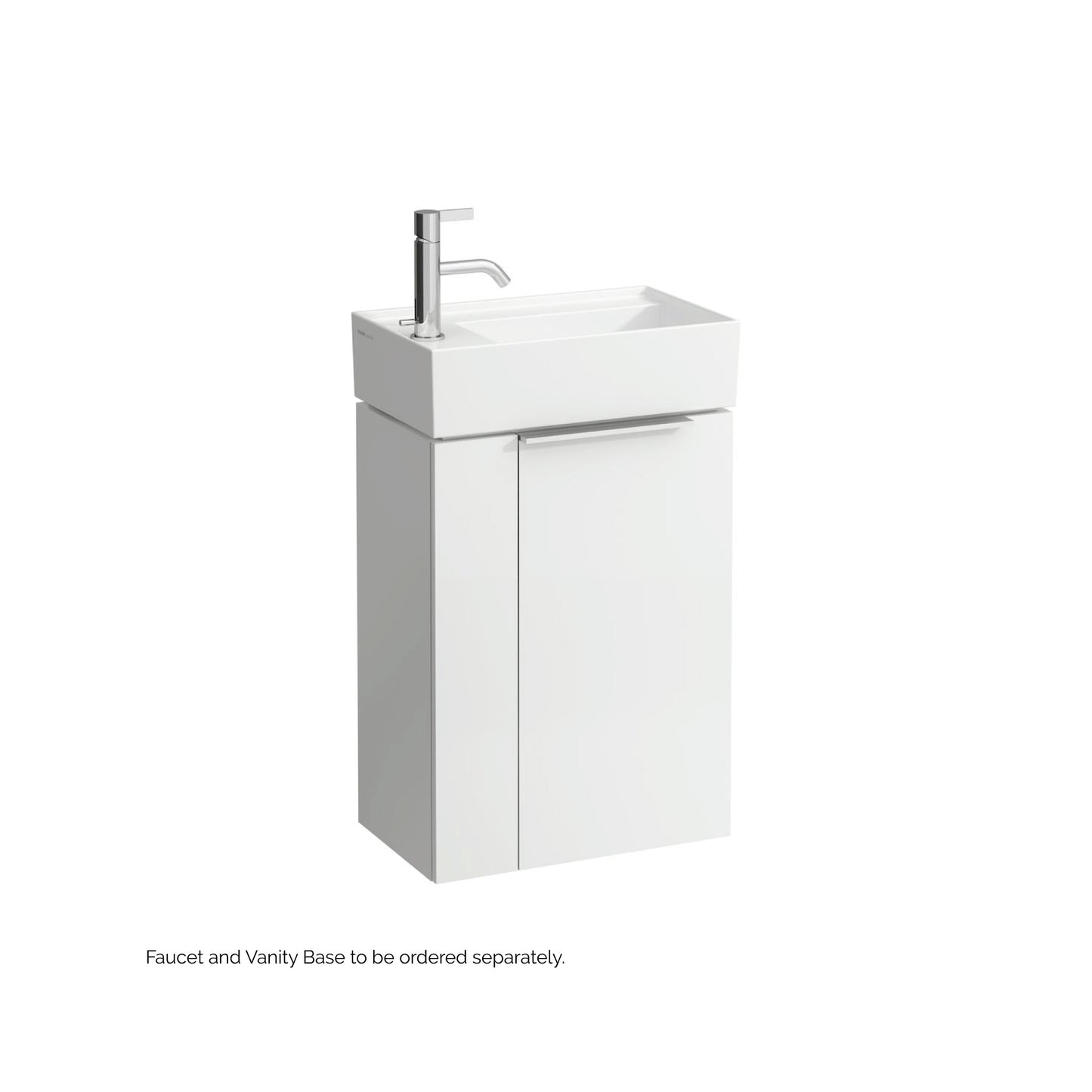 Laufen Kartell 18" x 11" Matte White Wall-Mounted Tap Bank-Left Bathroom Sink With Faucet Hole