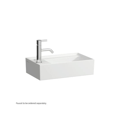 Laufen Kartell 18" x 11" Matte White Wall-Mounted Tap Bank-Left Bathroom Sink With Faucet Hole