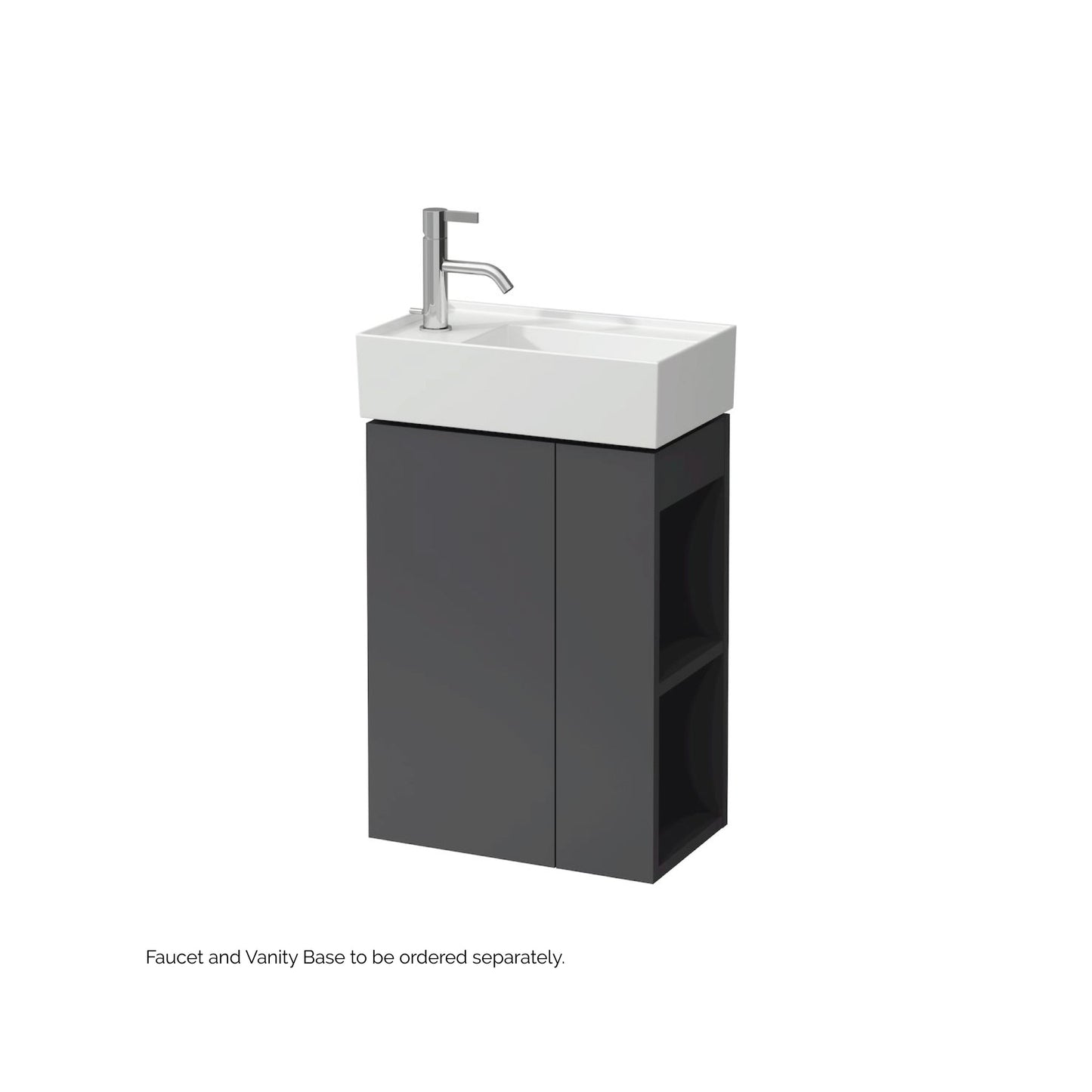 Laufen Kartell 18" x 11" White Wall-Mounted Tap Bank-Left Bathroom Sink With Faucet Hole