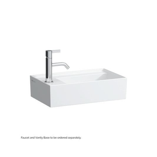 Laufen Kartell 18" x 11" White Wall-Mounted Tap Bank-Left Bathroom Sink With Faucet Hole