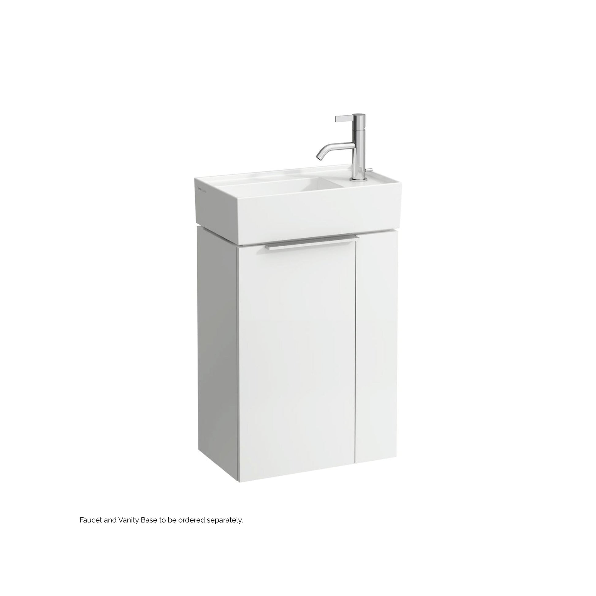 Laufen Kartell 18" x 11" White Wall-Mounted Tap Bank-Right Bathroom Sink With Faucet Hole