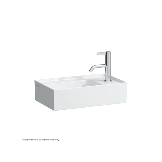 Laufen Kartell 18" x 11" White Wall-Mounted Tap Bank-Right Bathroom Sink With Faucet Hole