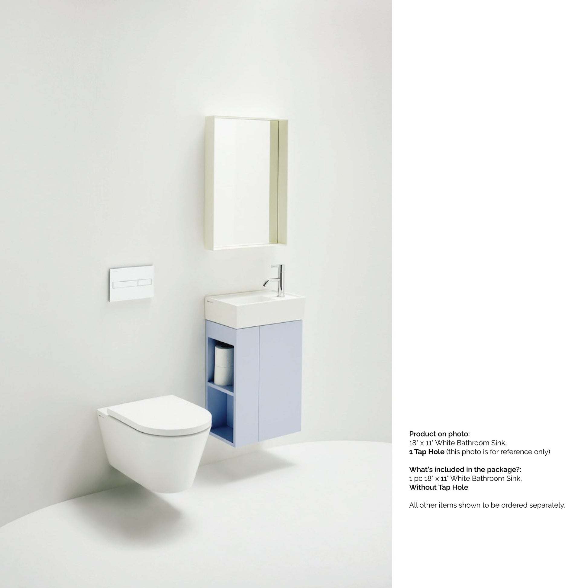 Laufen Kartell 18" x 11" White Wall-Mounted Tap Bank-Right Bathroom Sink Without Faucet Hole