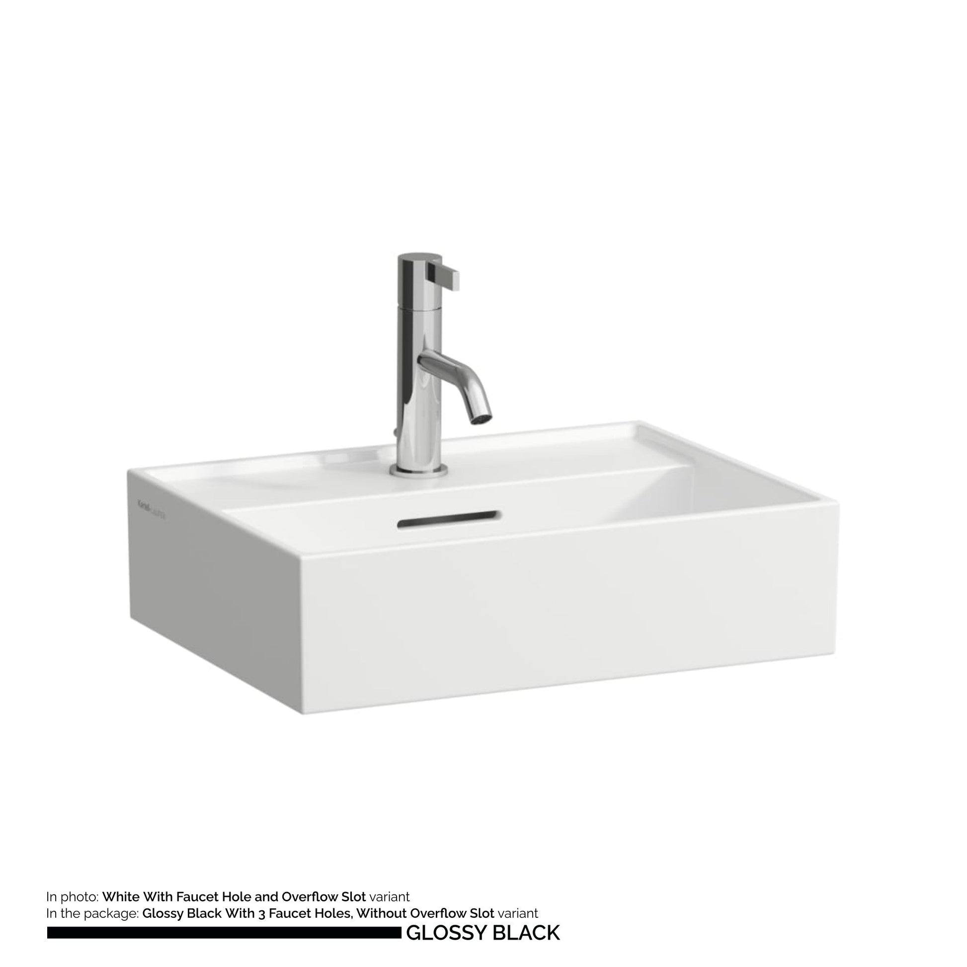 Laufen Kartell 18" x 13" Glossy Black Countertop Bathroom Sink With 3 Faucet Holes