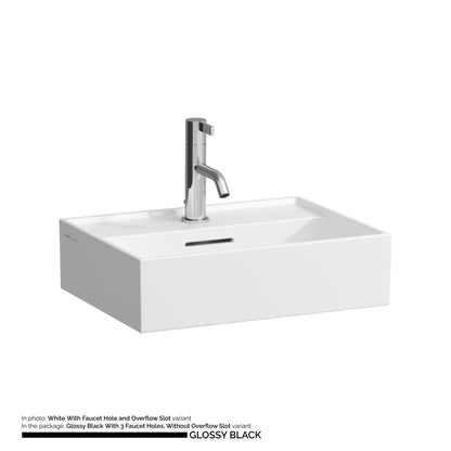 Laufen Kartell 18" x 13" Glossy Black Countertop Bathroom Sink With 3 Faucet Holes