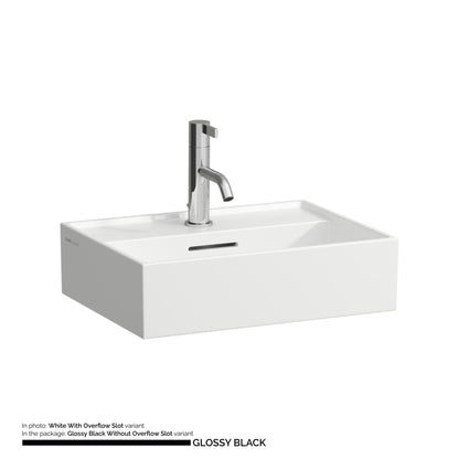 Laufen Kartell 18" x 13" Glossy Black Countertop Bathroom Sink With Faucet Hole