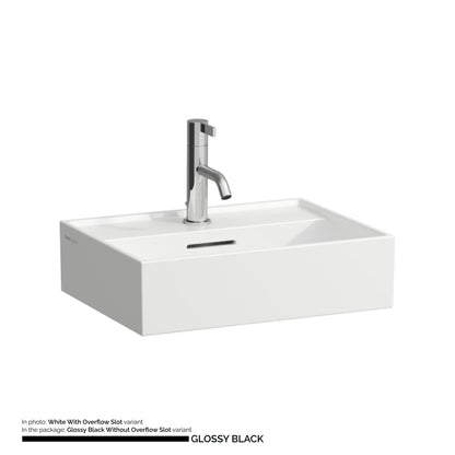 Laufen Kartell 18" x 13" Glossy Black Wall-Mounted Bathroom Sink With Faucet Hole
