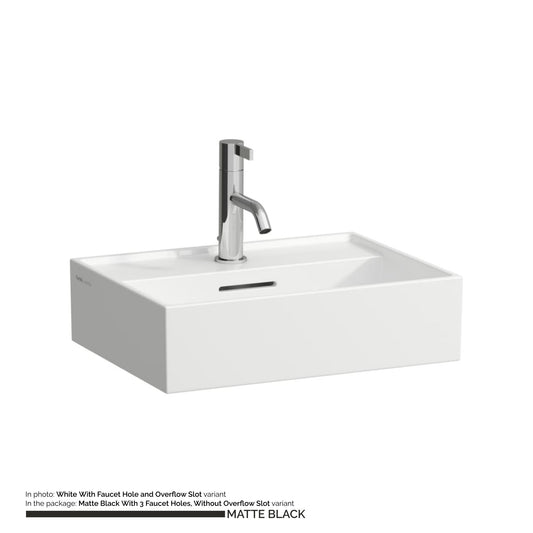 Laufen Kartell 18" x 13" Matte Black Wall-Mounted Bathroom Sink With 3 Faucet Holes