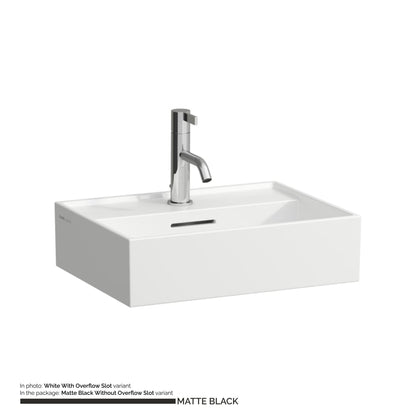 Laufen Kartell 18" x 13" Matte Black Wall-Mounted Bathroom Sink With Faucet Hole