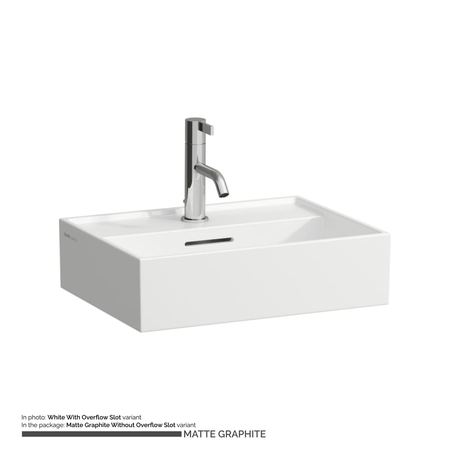 Laufen Kartell 18" x 13" Matte Graphite Countertop Bathroom Sink With Faucet Hole