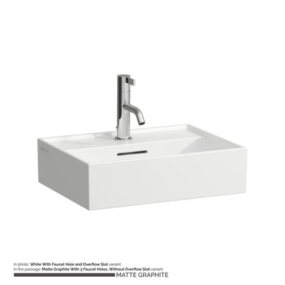 Laufen Kartell 18" x 13" Matte Graphite Wall-Mounted Bathroom Sink With 3 Faucet Holes