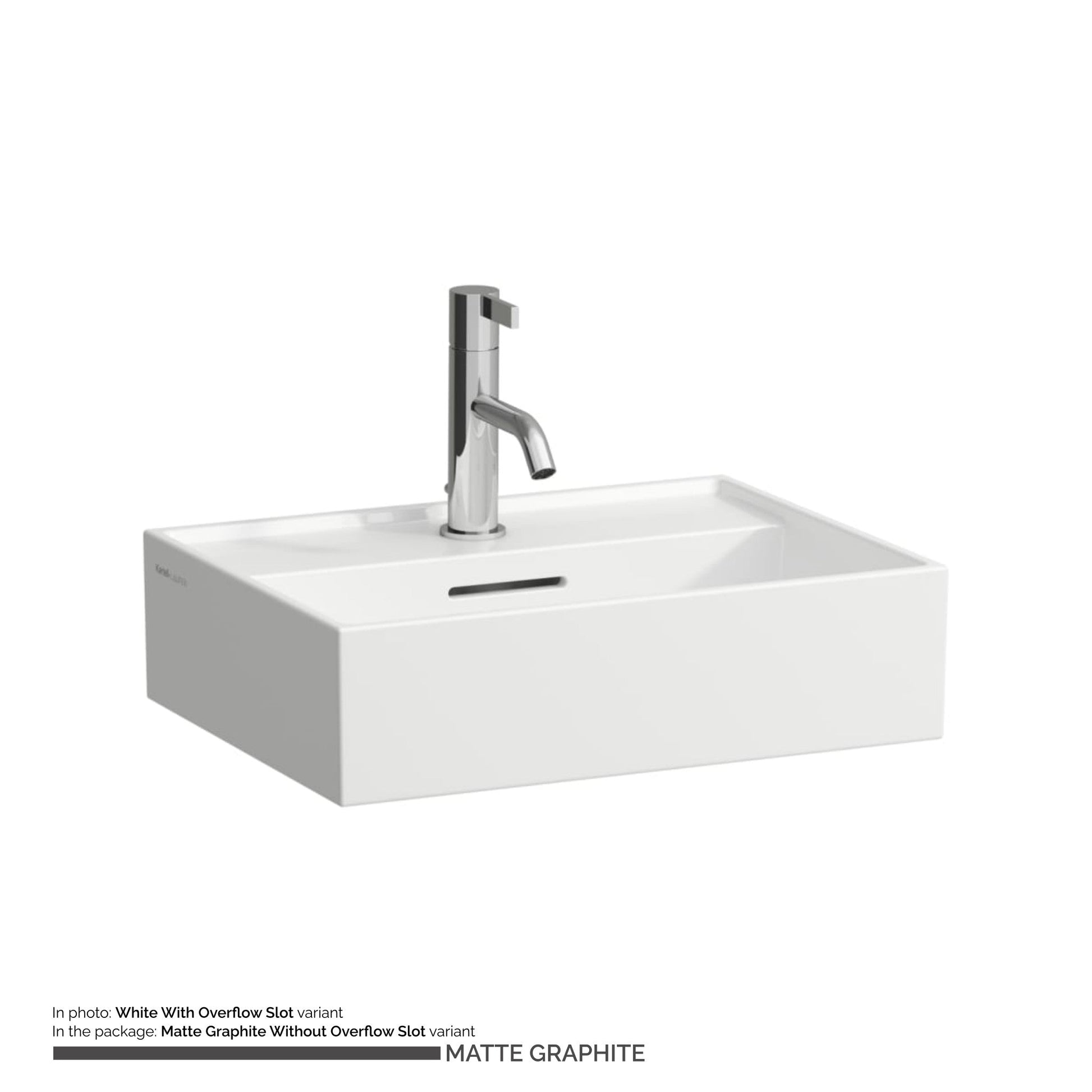 Laufen Kartell 18" x 13" Matte Graphite Wall-Mounted Bathroom Sink With Faucet Hole