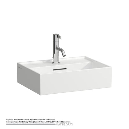 Laufen Kartell 18" x 13" Matte Gray Countertop Bathroom Sink With 3 Faucet Holes