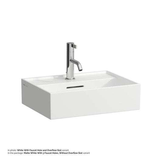 Laufen Kartell 18" x 13" Matte White Wall-Mounted Bathroom Sink With 3 Faucet Holes