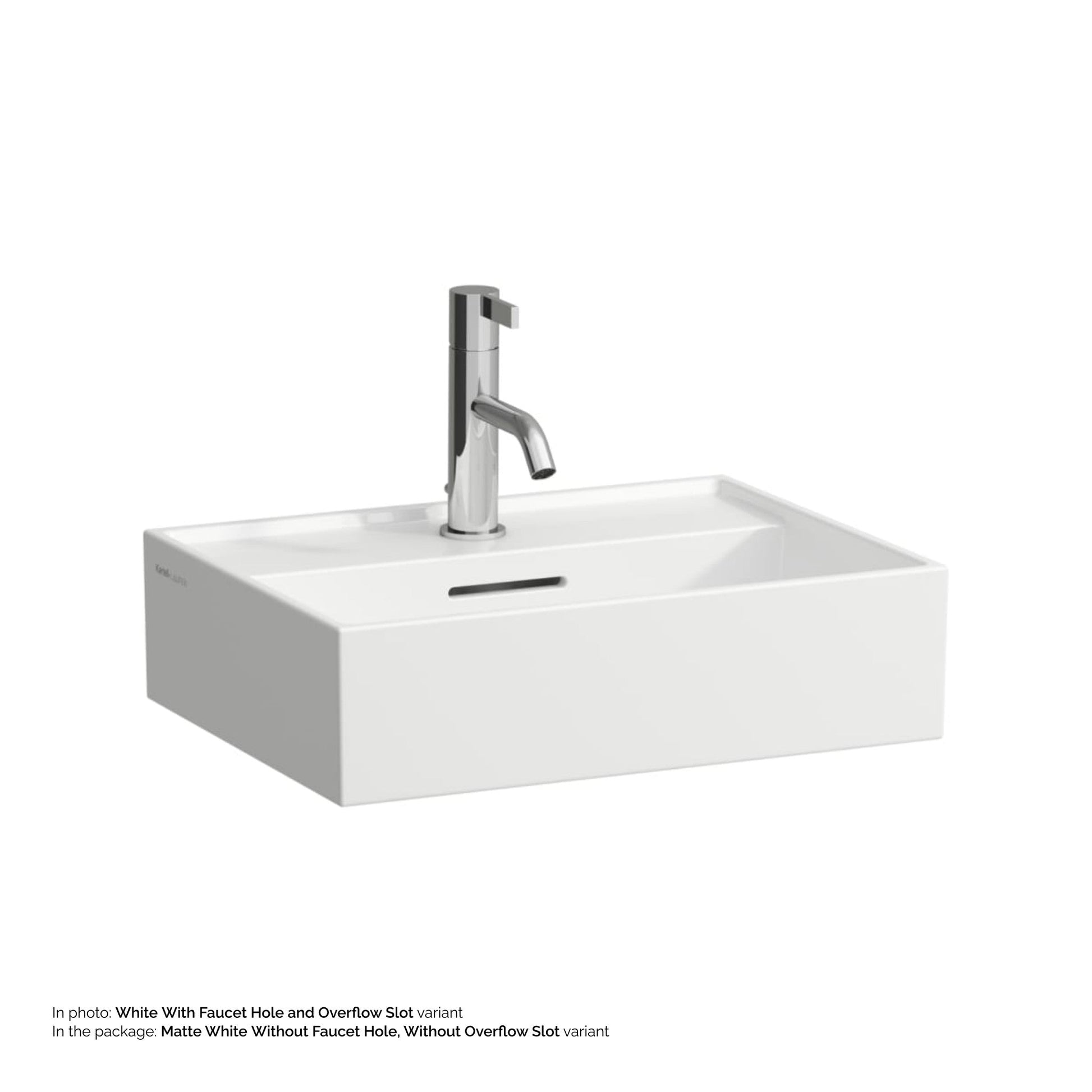 Laufen Kartell 18" x 13" Matte White Wall-Mounted Bathroom Sink Without Faucet Hole