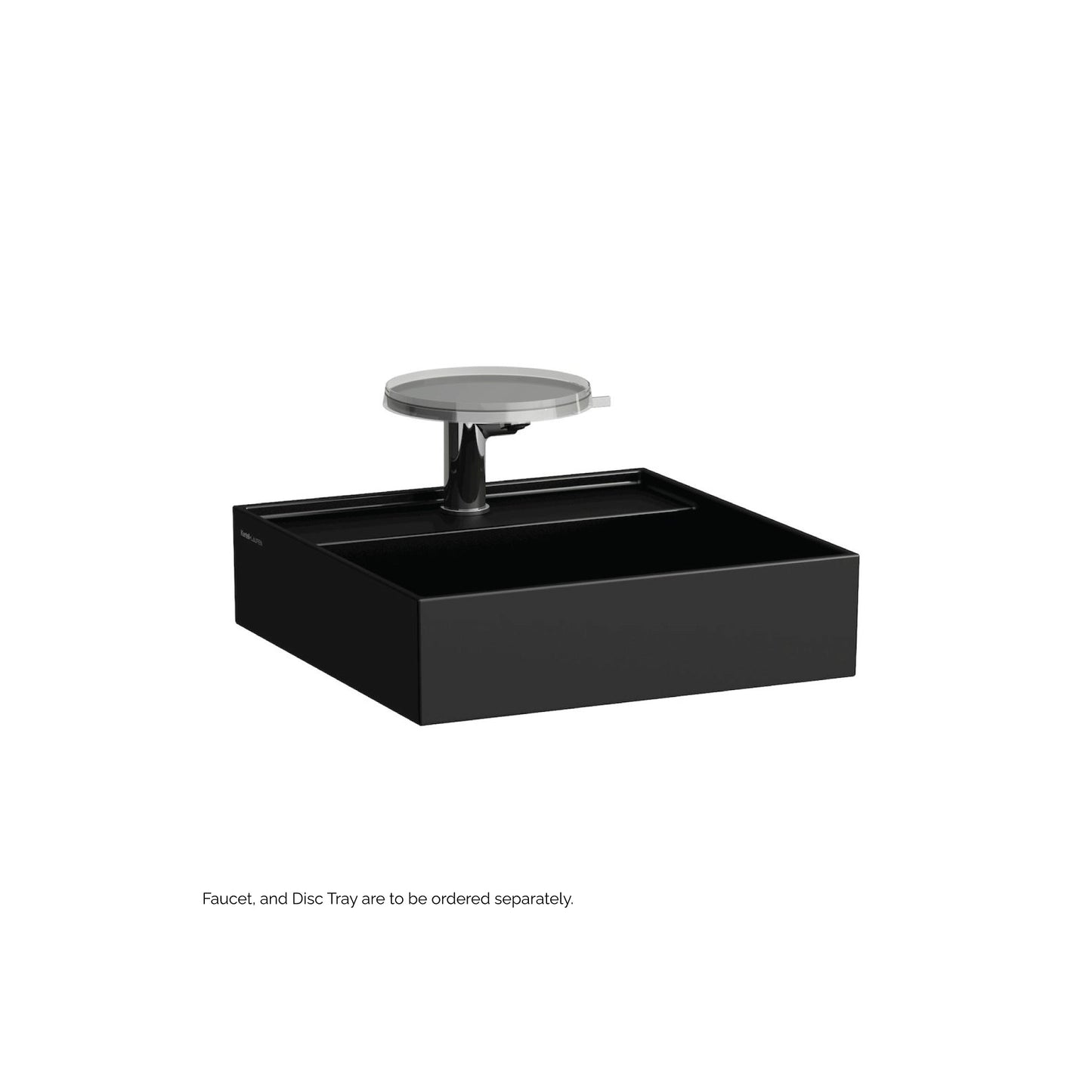 Laufen Kartell 18" x 18" Matte Black Wall-Mounted Bathroom Sink With Faucet Hole