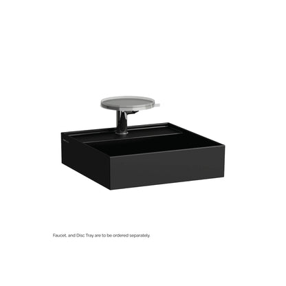 Laufen Kartell 18" x 18" Matte Black Wall-Mounted Bathroom Sink With Faucet Hole