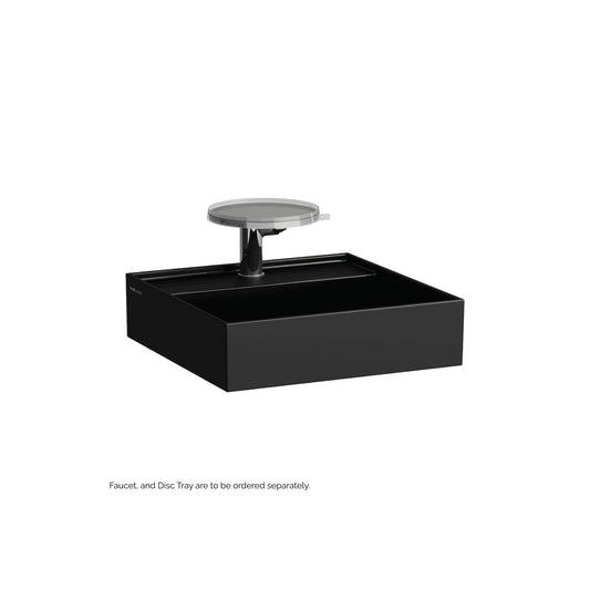 Laufen Kartell 18" x 18" Matte Black Wall-Mounted Bathroom Sink With Faucet Hole