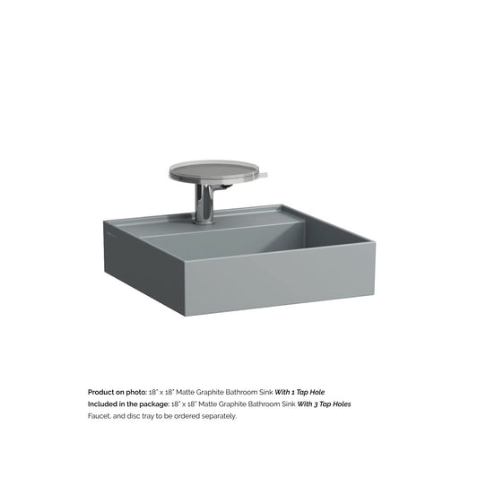 Laufen Kartell 18" x 18" Matte Graphite Wall-Mounted Bathroom Sink With 3 Faucet Holes