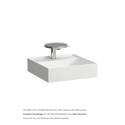 Laufen Kartell 18" x 18" Matte White Wall-Mounted Bathroom Sink With 3 Faucet Holes