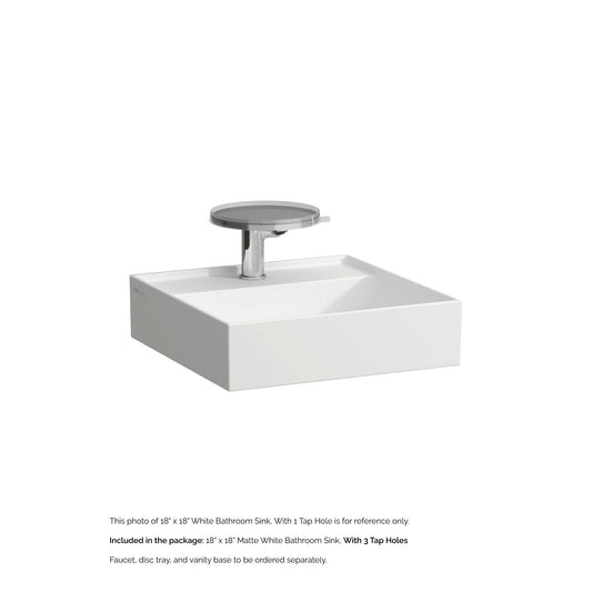 Laufen Kartell 18" x 18" Matte White Wall-Mounted Bathroom Sink With 3 Faucet Holes