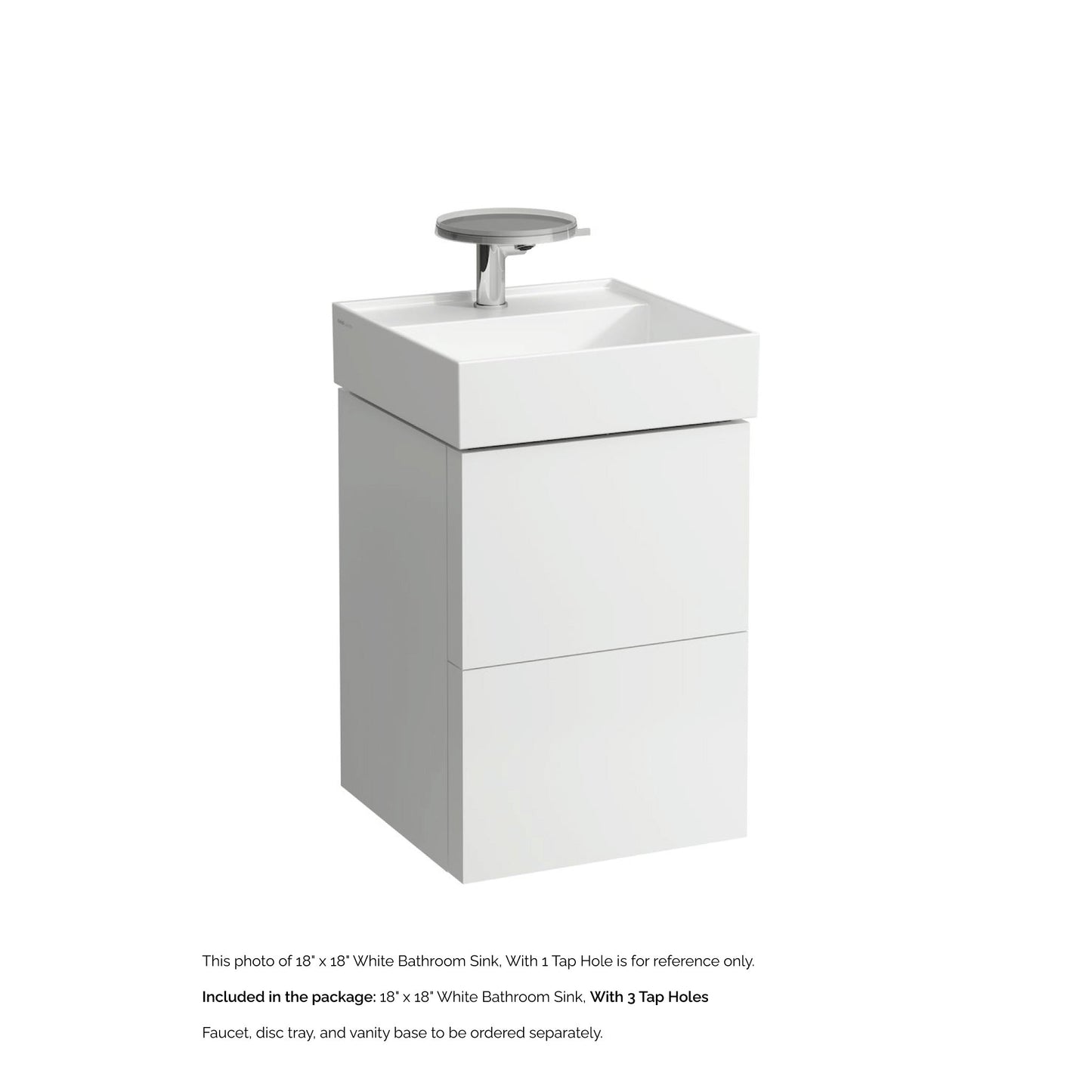 Laufen Kartell 18" x 18" White Wall-Mounted Bathroom Sink With 3 Faucet Holes