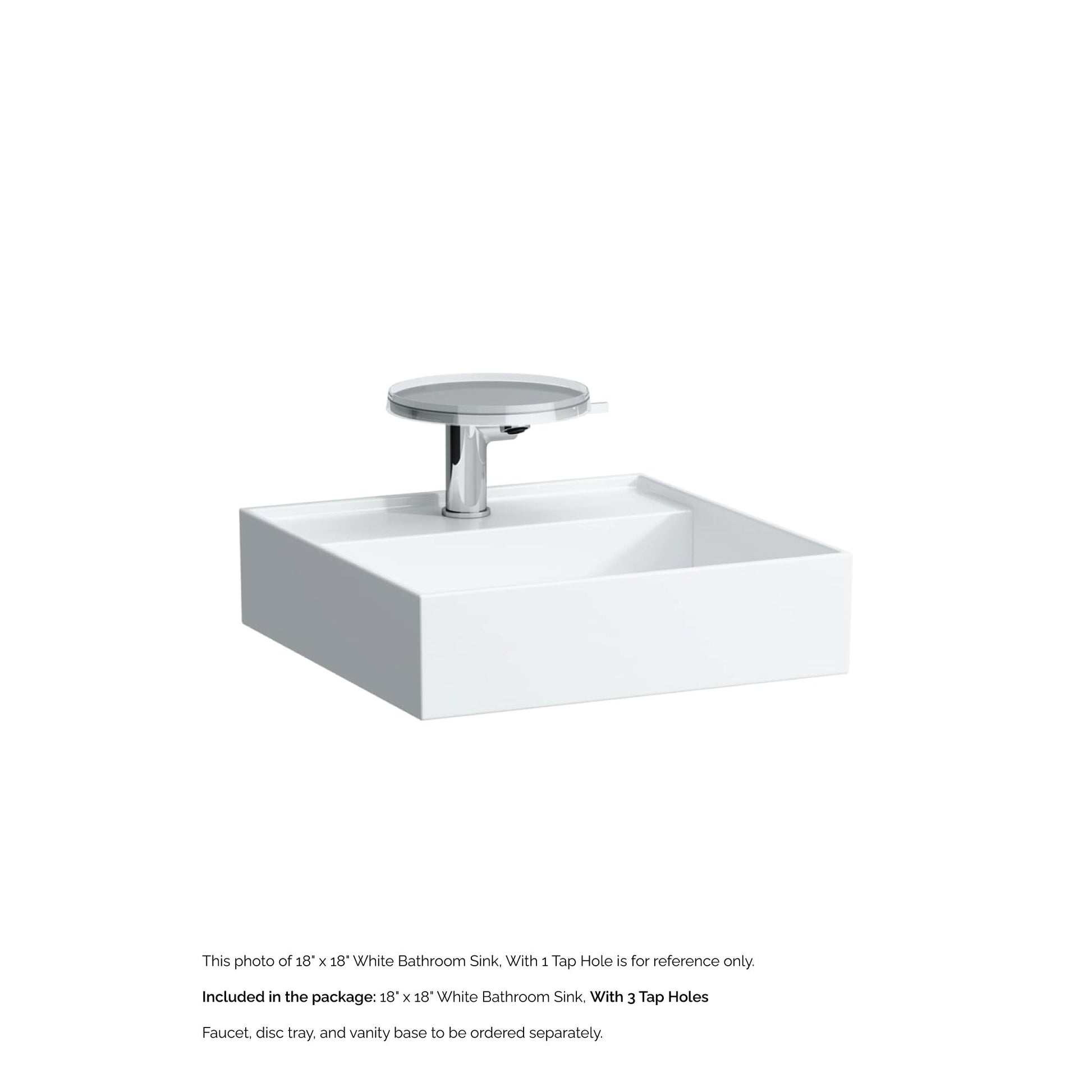 Laufen Kartell 18" x 18" White Wall-Mounted Bathroom Sink With 3 Faucet Holes