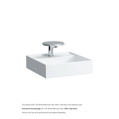 Laufen Kartell 18" x 18" White Wall-Mounted Bathroom Sink With 3 Faucet Holes