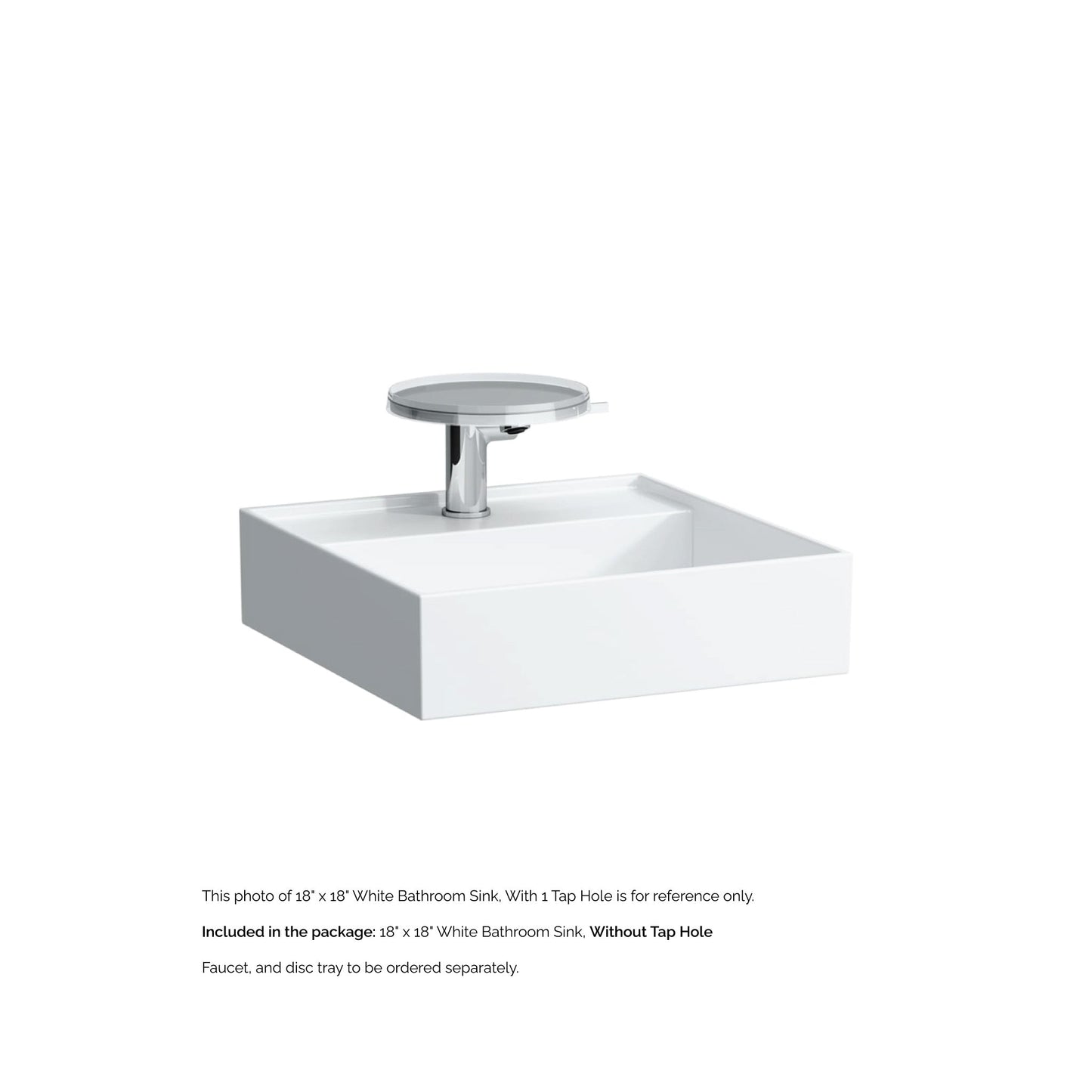Laufen Kartell 18" x 18" White Wall-Mounted Bathroom Sink Without Faucet Hole
