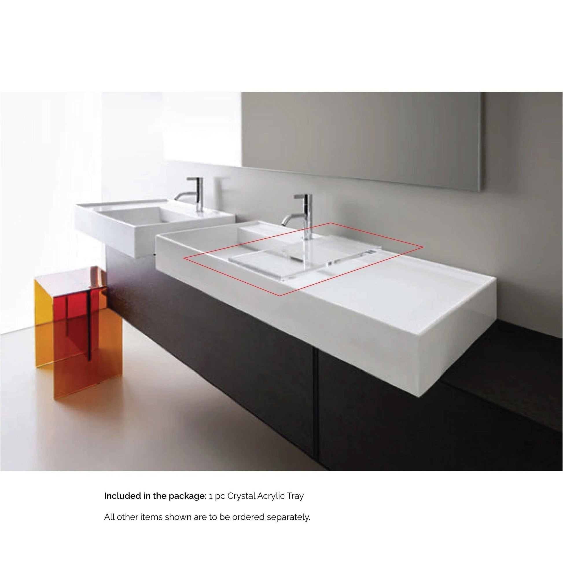 Laufen Kartell 18" x 8" Crystal Acrylic Tray for Bathroom Sink