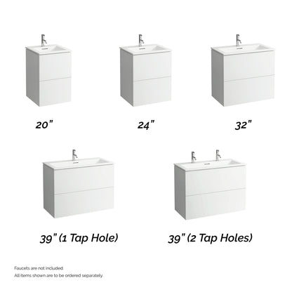 Laufen Kartell 20" 2-Drawer Matte White Wall-Mounted Vanity Set With Single-Hole Bathroom Sink