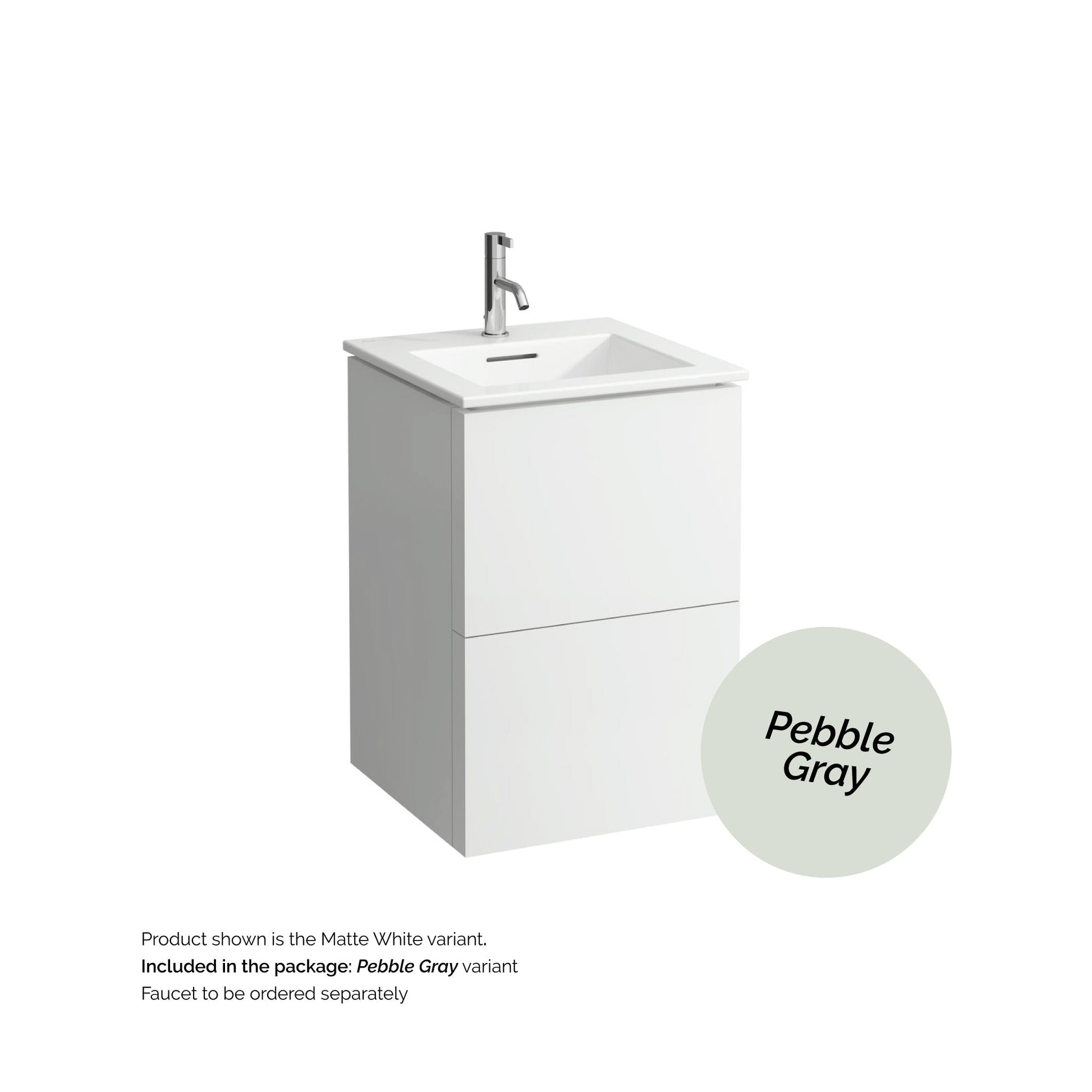 Laufen Kartell 20" 2-Drawer Pebble Gray Wall-Mounted Vanity Set With Single-Hole Bathroom Sink