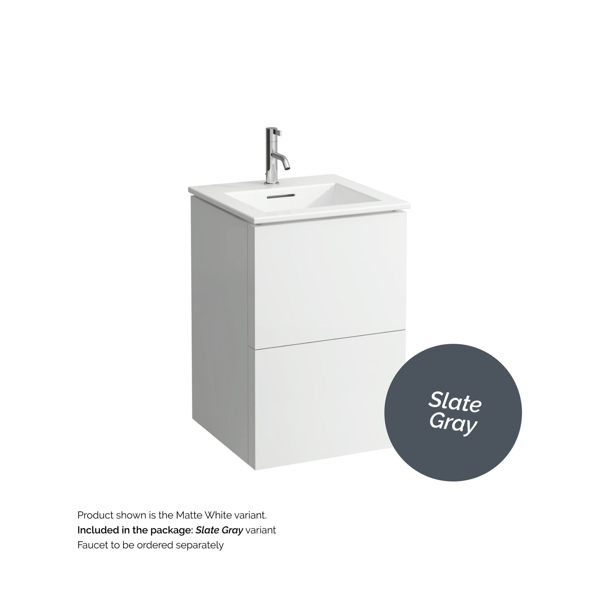 Laufen Kartell 20" 2-Drawer Slate Gray Wall-Mounted Vanity Set With Single-Hole Bathroom Sink